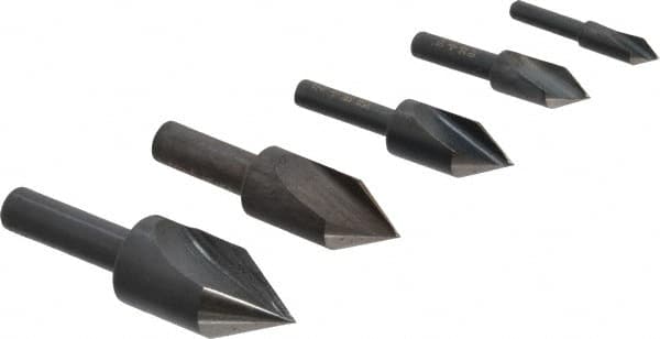 Cleveland - 5 Piece, 1/4 to 3/4" Head Diam, 60° Included Angle, Single End Countersink Set - Americas Industrial Supply