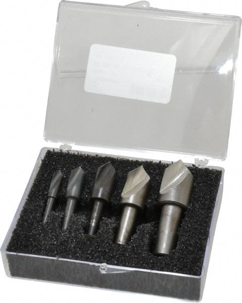 Cleveland - 5 Piece, 1/4 to 3/4" Head Diam, 82° Included Angle, Single End Countersink Set - Americas Industrial Supply