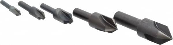Cleveland - 5 Piece, 1/4 to 3/4" Head Diam, 82° Included Angle, Single End Countersink Set - Americas Industrial Supply