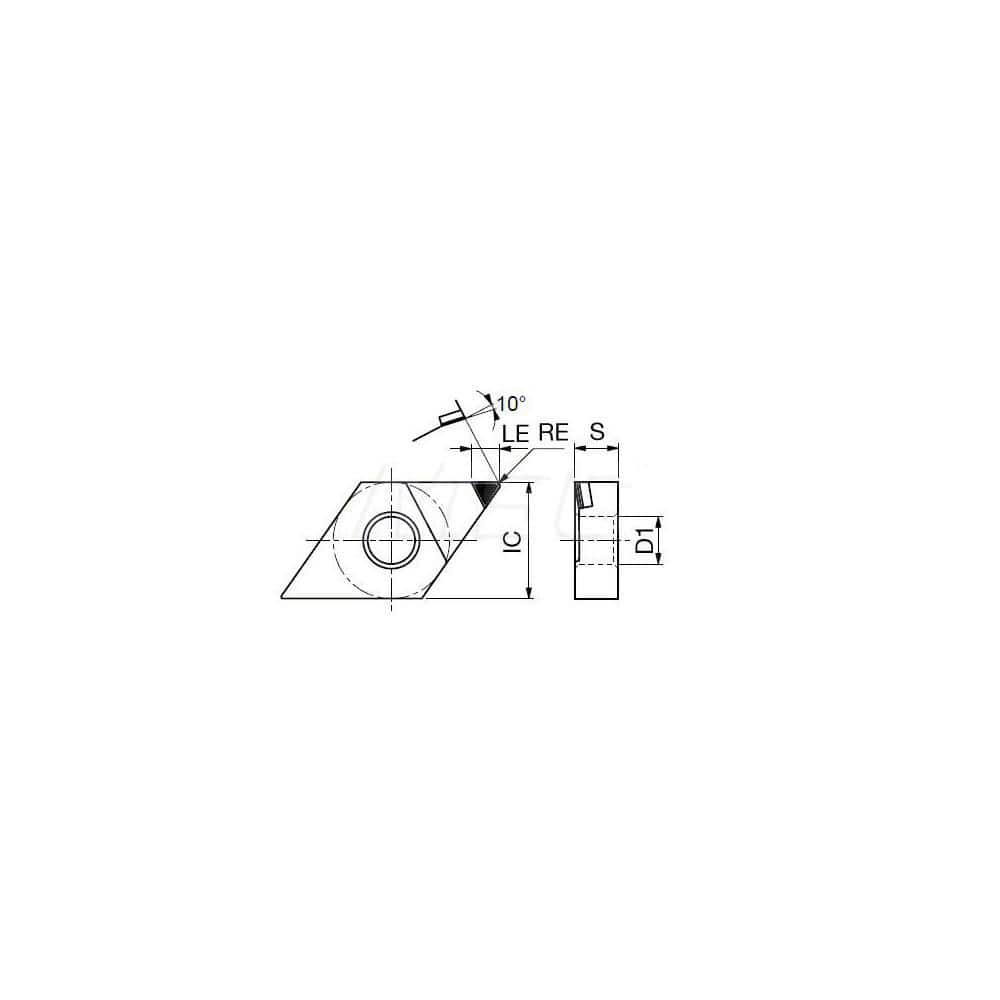 Turning Insert: DNMM430.5-DIA DX120, Polycrystalline Diamond Uncoated Finish, Neutral, 1/2″ Inscribed Circle, 0.0080″ Corner Radius, 55.0 ° N/A Diamond, Series DNMM