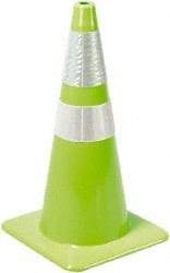 PRO-SAFE - 36" High, Lime Rigid Traffic Cone - 15" Base Width, 10 Lb, PVC - Americas Industrial Supply
