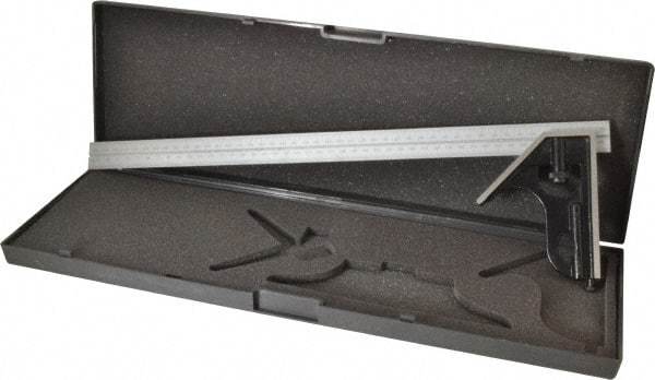 SPI - 2 Piece, 18" Combination Square Set - 1/32 & 1/64" (English/Metric) Graduation, Hardened Steel Blade, Hardened Steel Square Head - Americas Industrial Supply