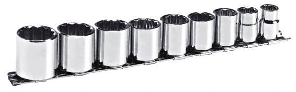 Blackhawk by Proto - 9 Piece 3/8" Drive Socket Set - 12 Points, 3/8" to 7/8" Range, Inch Measurement Standard - Americas Industrial Supply