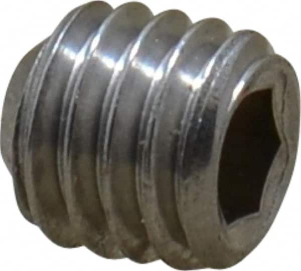 Value Collection - #10-32 UNF, 3/16" OAL, Flat Point Set Screw - Grade Austenitic A2 Stainless Steel, 3/32" Key - Americas Industrial Supply