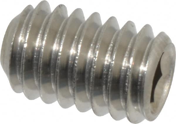 Value Collection - 5/16-18 UNC, 1/2" OAL, Flat Point Set Screw - Grade Austenitic A2 Stainless Steel, 5/32" Key - Americas Industrial Supply