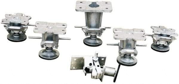 Vestil - 9-7/8" Mounting Height, Floor Lock for 8" Diam Caster Wheels - 1" Retracted Clearance, 5-3/8" x 7-1/4" Top Plate Size, 3-3/8" x 5-1/4" Bolt Hole Spacing - Americas Industrial Supply