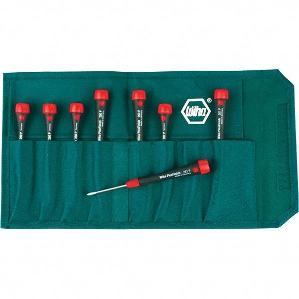 Wiha - 8 Piece Slotted & Phillips Screwdriver Set - Comes in Canvas Pouch - Americas Industrial Supply