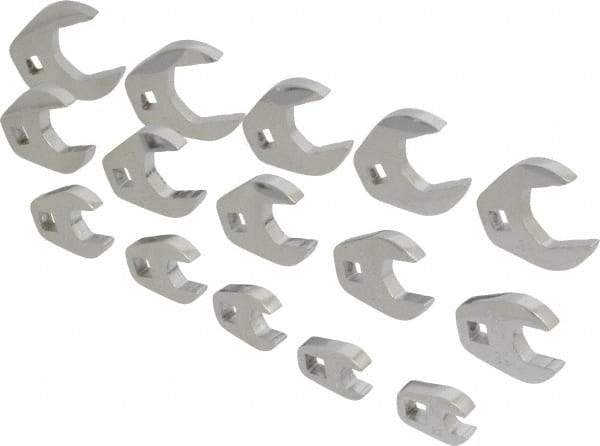 Proto - 15 Piece 3/8" Drive Open End Crowfoot Wrench Set - 3/8 to 1-1/4", with Clip Rail - Americas Industrial Supply