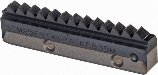 Kennametal - 14 TPI, Internal/External Thread, NPT Standard, TM25 KC635M Grade Thread Mill Insert - Carbide, TiAlN Coating - Americas Industrial Supply