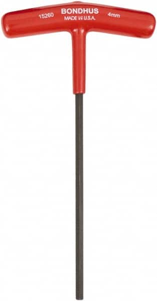 Bondhus - 4mm Hex, T-Handle Cushion Grip, Hex Key - 152mm OAL, Metric System of Measurement - Americas Industrial Supply