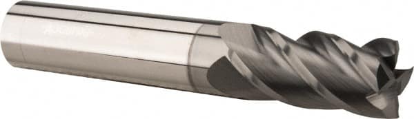 Accupro - 3/4", 2-1/4" LOC, 3/4" Shank Diam, 5" OAL, 4 Flute, Solid Carbide Square End Mill - Single End, nACRo Finish, Spiral Flute, 40° Helix, Centercutting, Right Hand Cut, Right Hand Flute - Americas Industrial Supply