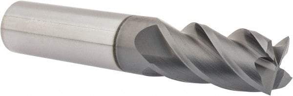 Accupro - 5/8", 1-1/4" LOC, 5/8" Shank Diam, 3-1/2" OAL, 4 Flute, Solid Carbide Square End Mill - Single End, nACRo Finish, Spiral Flute, 40° Helix, Centercutting, Right Hand Cut, Right Hand Flute - Americas Industrial Supply