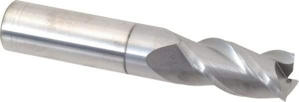 Accupro - 5/8", 1-1/4" LOC, 5/8" Shank Diam, 3-1/2" OAL, 3 Flute, Solid Carbide Square End Mill - Single End, nACRo Finish, Spiral Flute, 40° Helix, Centercutting, Right Hand Cut, Right Hand Flute - Americas Industrial Supply