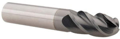 Accupro - 1/2" Diam, 1" LOC, 4 Flute Solid Carbide Ball End Mill - nACRo Finish, Single End, 3" OAL, 1/2" Shank Diam, Spiral Flute - Americas Industrial Supply