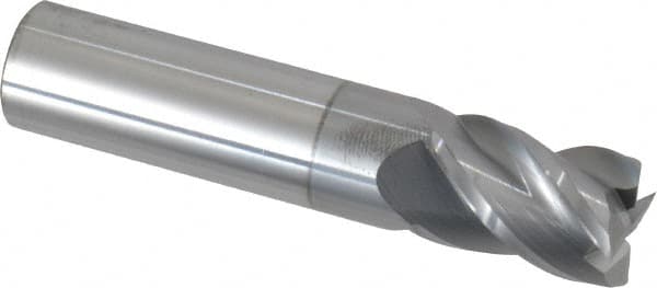 Accupro - 5/8", 7/8" LOC, 5/8" Shank Diam, 3" OAL, 4 Flute, Solid Carbide Square End Mill - Single End, nACRo Finish, Spiral Flute, 40° Helix, Centercutting, Right Hand Cut, Right Hand Flute - Americas Industrial Supply