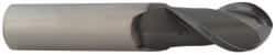 Accupro - 1/4" Diam, 1-1/2" LOC, 2 Flute Solid Carbide Ball End Mill - nACRo Finish, Single End, 4" OAL, 1/4" Shank Diam, Spiral Flute - Americas Industrial Supply
