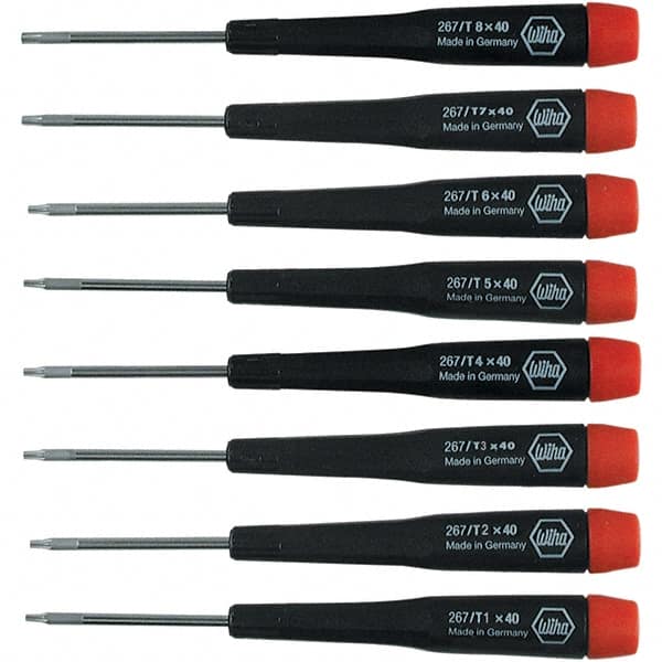Wiha - 8 Piece Torx Screwdriver Set - Bit Sizes: Torx T1, T2, T3, T4, T5, T6, T-7 & T-8 - Americas Industrial Supply