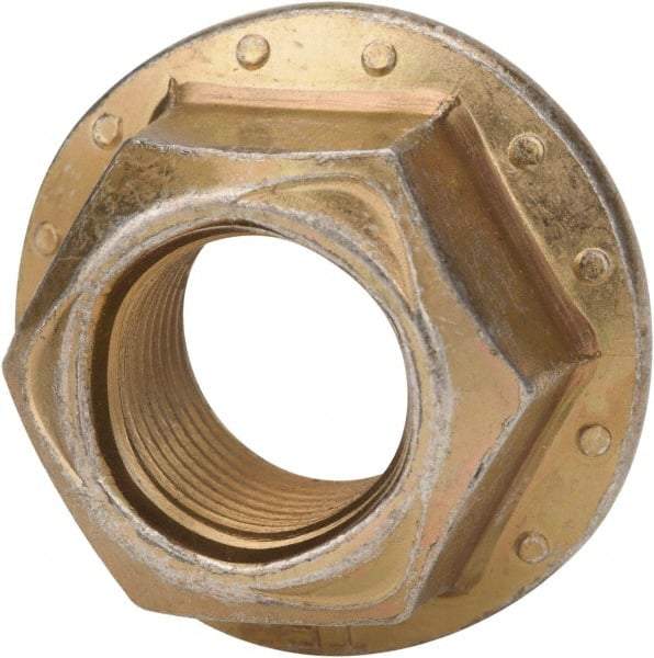 Made in USA - 7/16-20 Grade 8 Steel Hex Flange Lock Nut - Zinc Yellow Dichromate Finish - Americas Industrial Supply