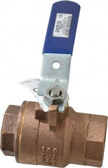 NIBCO - 1-1/2" Pipe, Full Port, Bronze Standard Ball Valve - 2 Piece, Inline - One Way Flow, FNPT x FNPT Ends, Lever Handle, 600 WOG, 150 WSP - Americas Industrial Supply