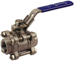 NIBCO - 1-1/2" Pipe, Full Port, Carbon Steel Standard Ball Valve - 3 Piece, Inline - One Way Flow, FNPT x FNPT Ends, Locking Lever Handle, 1,000 WOG - Americas Industrial Supply