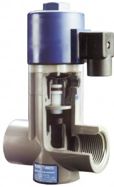 Plast-O-Matic - Direct Acting Universal, PVC Solenoid Valve - Normally Closed, Viton Seal - Americas Industrial Supply