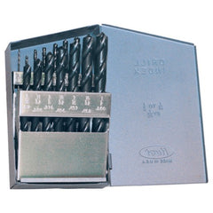 1/16-1/2 RHS / RHC HSS 118 Degree Radial Point General Purpose Jobber Lengh Drill Set - Steam Oxide - Exact Industrial Supply