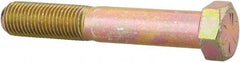 Made in USA - 7/16-20 UNF, 2-3/4" Length Under Head Hex Head Cap Screw - Partially Threaded, Grade 8 Alloy Steel, Zinc Yellow Dichromate Finish, 5/8" Hex - Americas Industrial Supply