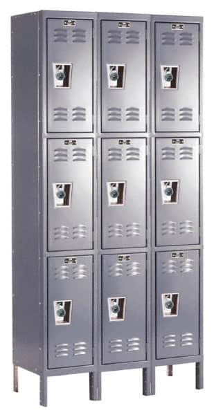 Hallowell - 9 Door, 3 Tier, Ready-Built Wardrobe & Box Lockers - Americas Industrial Supply