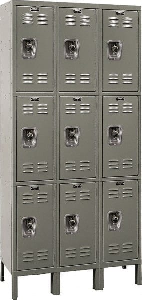Hallowell - 9 Door, 3 Tier, Ready-Built Wardrobe & Box Lockers - Americas Industrial Supply