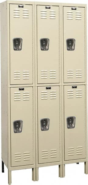 Hallowell - 6 Door, 2 Tier, Galvanite Corrosion Resistant Wardrobe & Box Lockers - Americas Industrial Supply