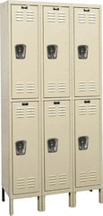 Hallowell - 6 Door, 2 Tier, Galvanite Corrosion Resistant Wardrobe & Box Lockers - Americas Industrial Supply