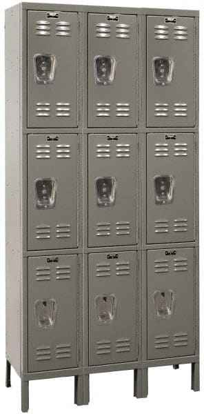 Hallowell - 9 Door, 3 Tier, Premium Wardrobe Lockers - Americas Industrial Supply