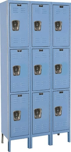 Hallowell - 9 Door, 3 Tier, Premium Wardrobe Lockers - Americas Industrial Supply