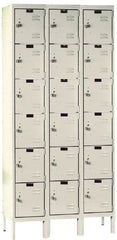 Hallowell - 18 Door, 6 Tier, Galvanite Corrosion Resistant Wardrobe & Box Lockers - Americas Industrial Supply