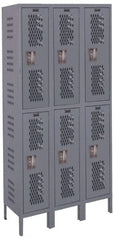 Hallowell - 6 Door, 2 Tier, Heavy-Duty Ventilated Wardrobe & Box Lockers - Americas Industrial Supply