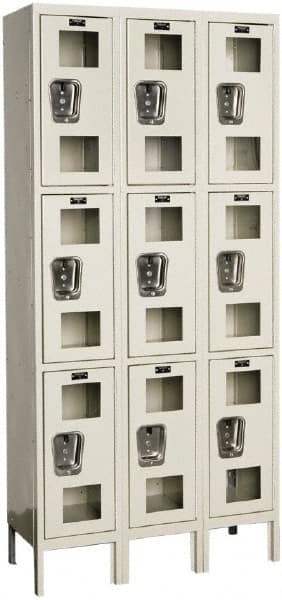 Hallowell - 9 Door, 3 Tier, Safety-View Wardrobe Lockers - Americas Industrial Supply