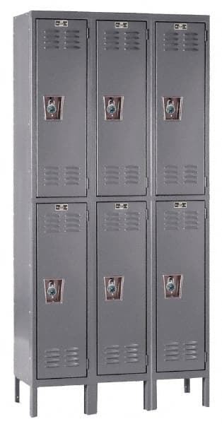 Hallowell - 6 Door, 2 Tier, Ready-Built Wardrobe & Box Lockers - Americas Industrial Supply