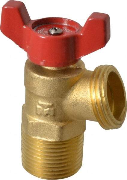 B&K Mueller - 1/2" Pipe, Brass, FNPT, MNPT x GHT End Connection, Boiler Drain Valve - 125 psi WOG Rating, Wing Tee Handle - Americas Industrial Supply