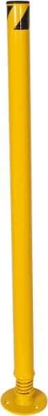 Vestil - 2-1/2" Diam x 42" High, Yellow Steel Spring Bollard - 6" Wide x 6" Long Mounting Plate, 19 Lb - Americas Industrial Supply