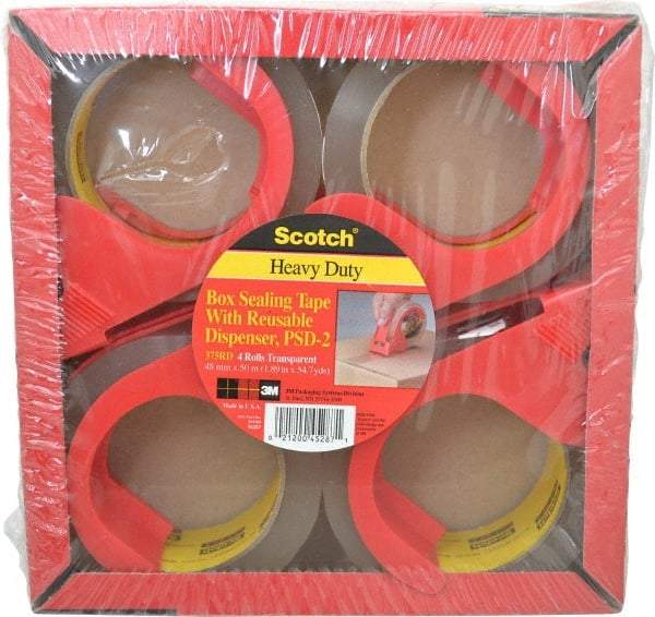 3M - 2" x 55 Yd Clear Rubber Adhesive Sealing Tape - Polypropylene Film Backing, 3.1 mil Thick, 35 Lb Tensile Strength, Series PSD2 - Americas Industrial Supply