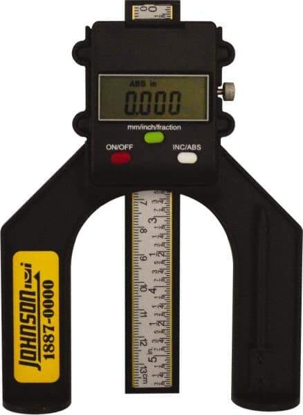 Johnson Level & Tool - 0" to 80mm Electronic Depth Gage - 0.004" Accuracy, 0.05mm Resolution, 5" Base Length - Americas Industrial Supply