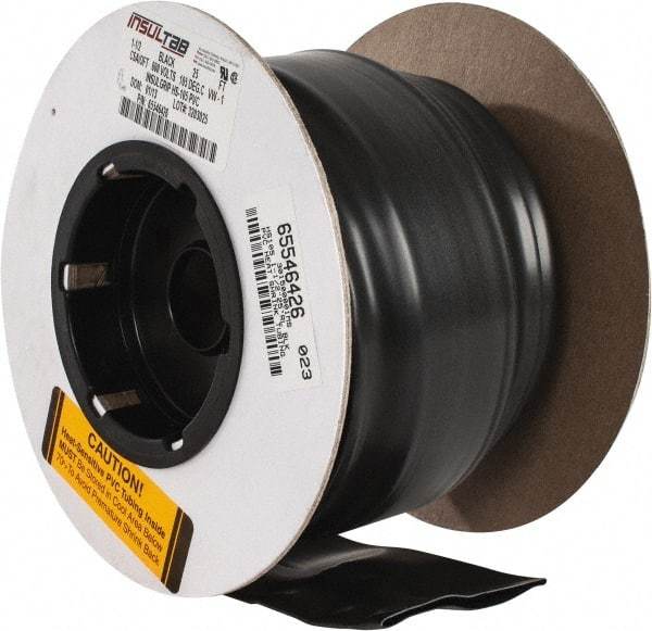 Made in USA - 2:1, PVC Heat Shrink Electrical Tubing - Black - Americas Industrial Supply