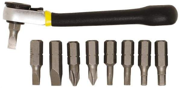 General - 9 Piece, Screwdriver Mini-Ratchet Bit Kit - #1 & #2 Phillips - Americas Industrial Supply