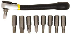 General - 9 Piece, Screwdriver Mini-Ratchet Bit Kit - #1 & #2 Phillips - Americas Industrial Supply