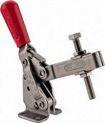 De-Sta-Co - 450 Lb Holding Capacity, Vertical Handle, Manual Hold Down Toggle Clamp - 57° Handle Movement, 99° Bar Opening, U-Bar, Flanged Base, Stainless Steel - Americas Industrial Supply