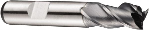 DORMER - 14mm Diam, 16mm LOC, 3 Flute Powdered Metal Keyway End Mill - Spiral Flute, AlCrN Finish, 12mm Shank Diam, 73mm OAL, 40° Helix, Centercutting - Americas Industrial Supply