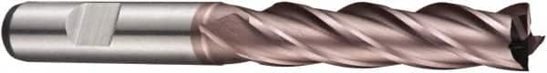 DORMER - 4 Flute Powdered Metal Roughing & Finishing Square End Mill - TiCN Finish, Weldon Shank, 30° Helix, Centercutting, Extra Long Length - Americas Industrial Supply