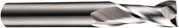 DORMER - 2mm, 6mm LOC, 3mm Shank Diam, 38mm OAL, 2 Flute, Solid Carbide Square End Mill - Single End, Bright Finish, Spiral Flute, 30° Helix, Centercutting, Right Hand Cut, Right Hand Flute, Series S902 - Americas Industrial Supply