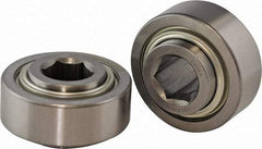 USDI - 1 Row, 3.073" OD, 1-1/16" Hex Double Shield Conveyor Roller Bearing - 4,300 Lb Capacity, 550 Max RPM, Steel with 52100 Chrome Steel Housing - Americas Industrial Supply