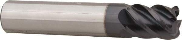 Accupro - 3/8", 5 Flute, Single End, Solid Carbide, 0.06" Corner Radius End Mill - 2" OAL, 45° Helix, Right Hand Flute, 1/2" LOC, Right Hand Cut - Americas Industrial Supply